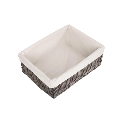 Extra Large Antique Wash Willow Tray Basket with White Lining