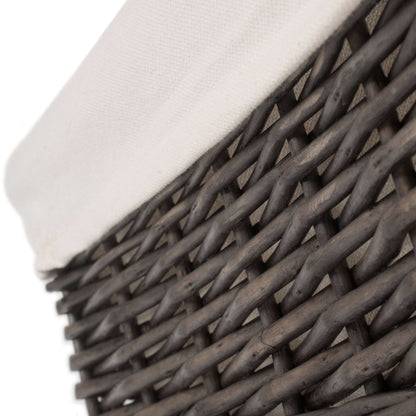 Extra Large Antique Wash Willow Tray Basket with White Lining