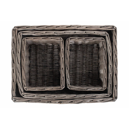 Antique Wash Willow Tray Baskets Set 4