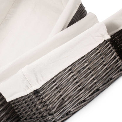 Antique Wash Willow Tray Baskets with White Lining Set 4