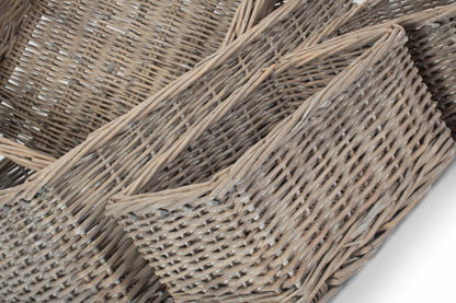 Grey Wash Willow Tray Baskets Set 4