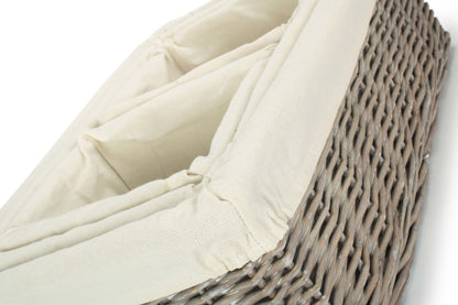 Grey Wash Willow Tray Baskets with White Lining Set 4
