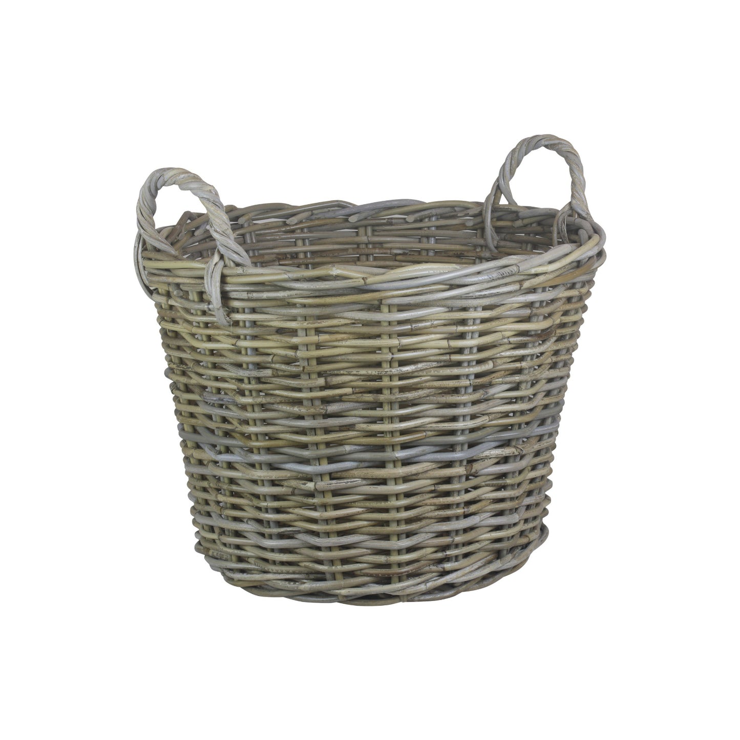 Round Grey Rattan Log Basket