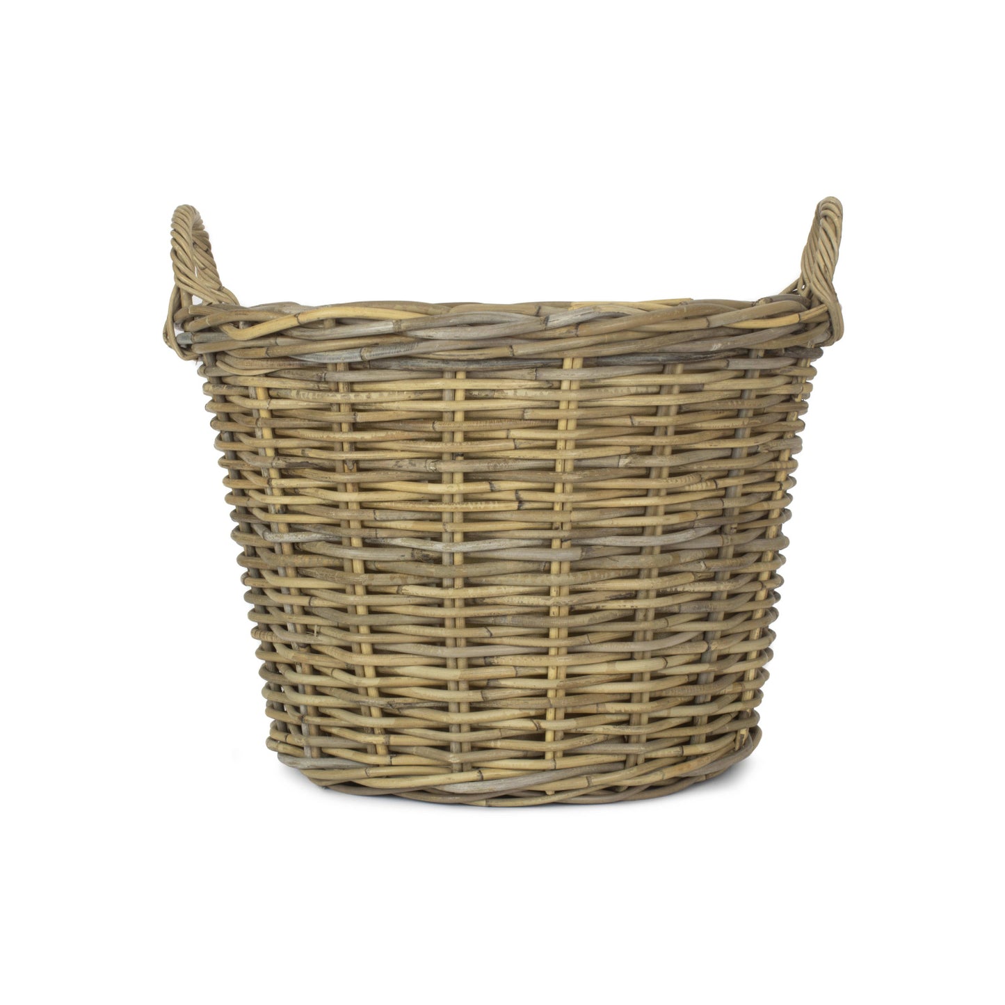 Round Grey Rattan Log Basket With Cordura Lining