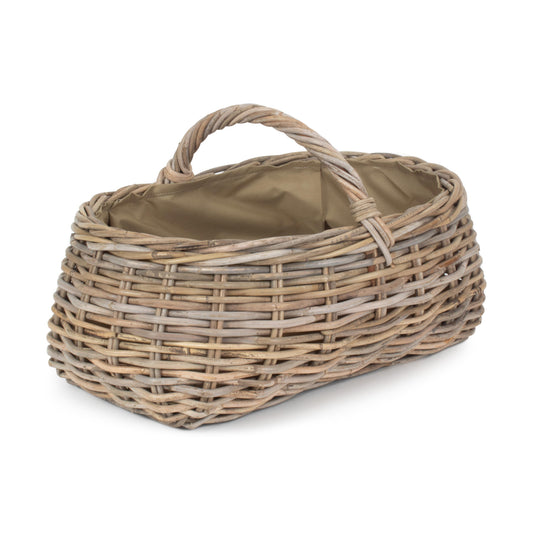 Grey Rattan Market Basket - Cordura Lining