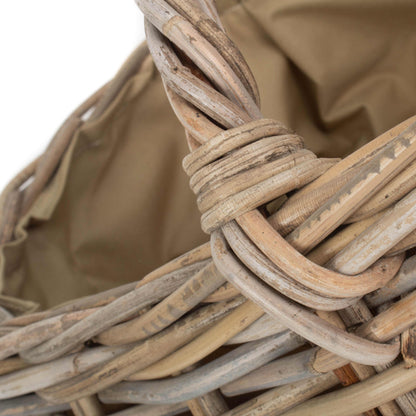Grey Rattan Market Basket - Cordura Lining