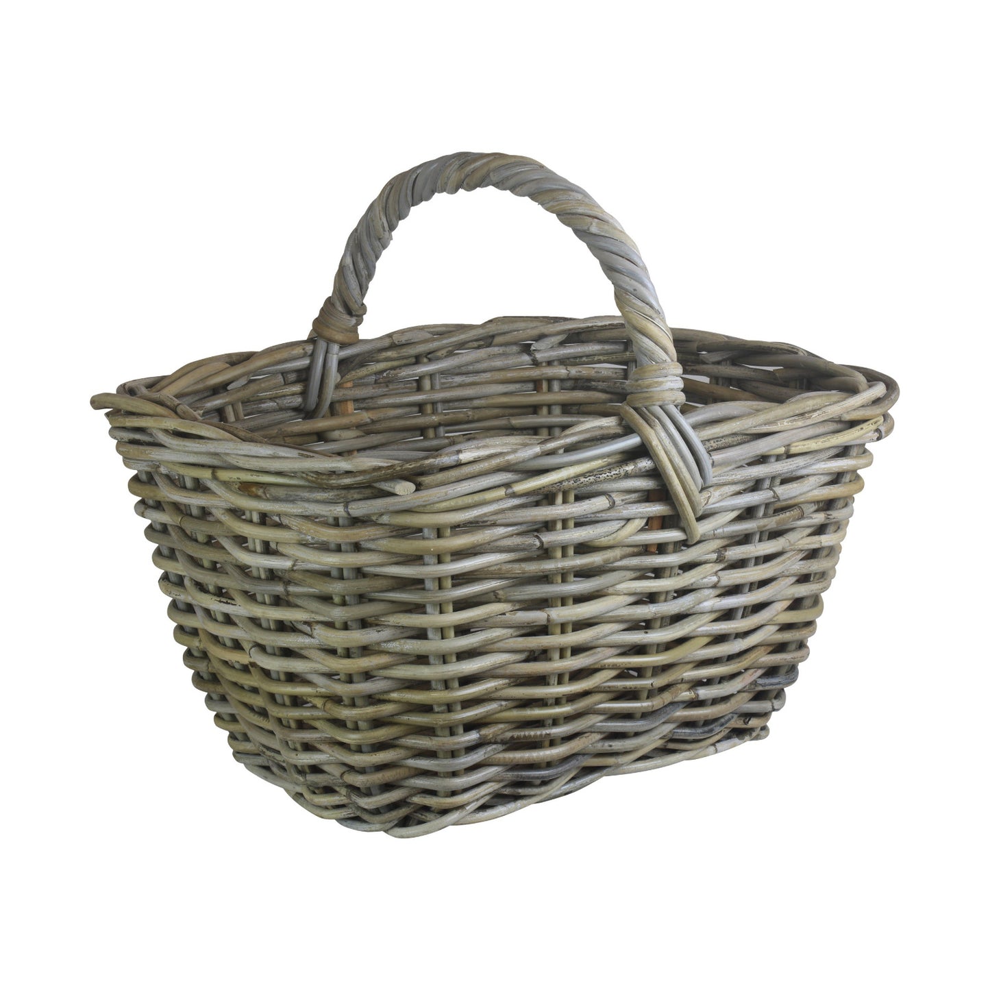 Grey Rattan Kindling Basket