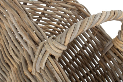 Grey Rattan Kindling Basket