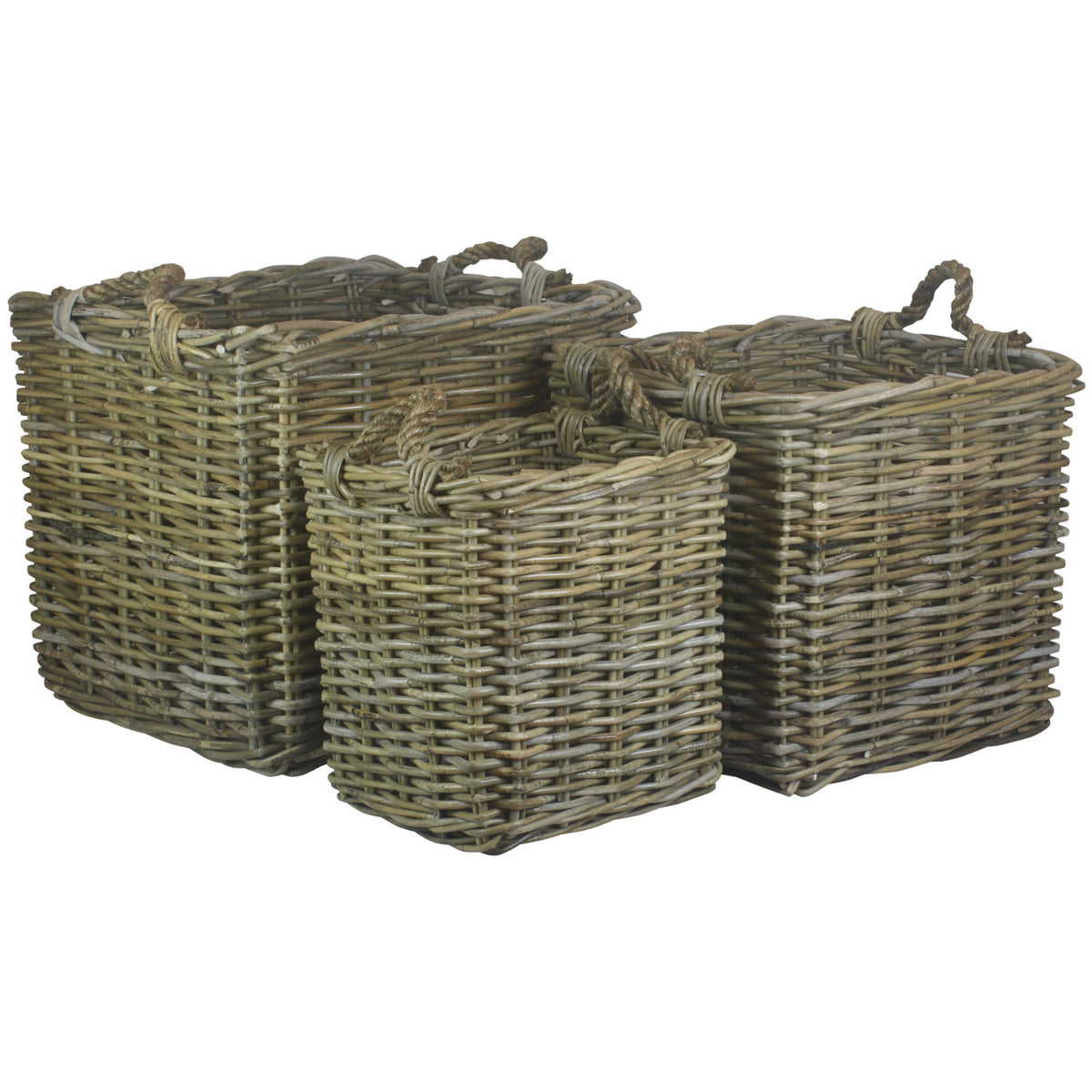 Square Rattan Log Basket Set 3