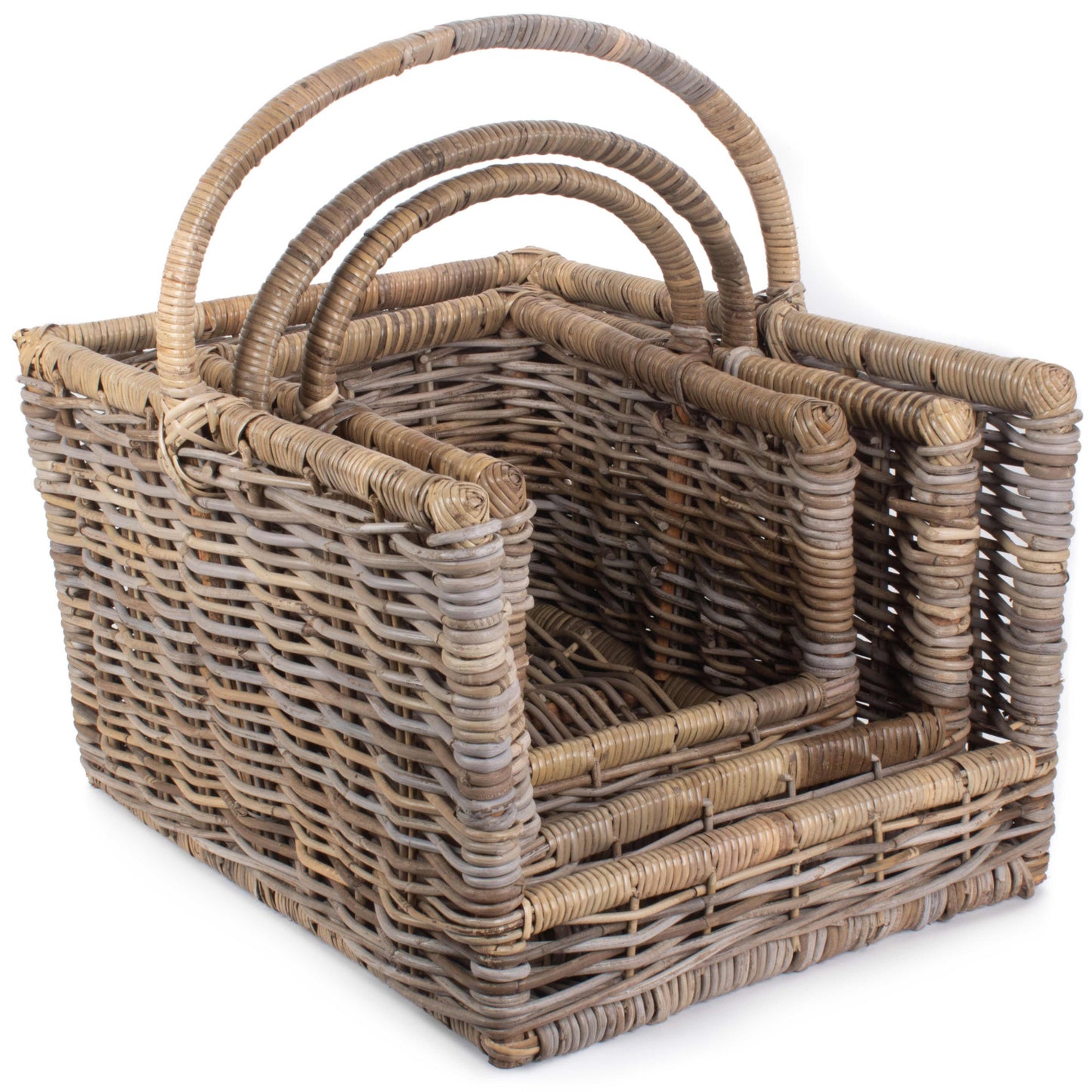 Rattan Open Ended Log Basket Set 3