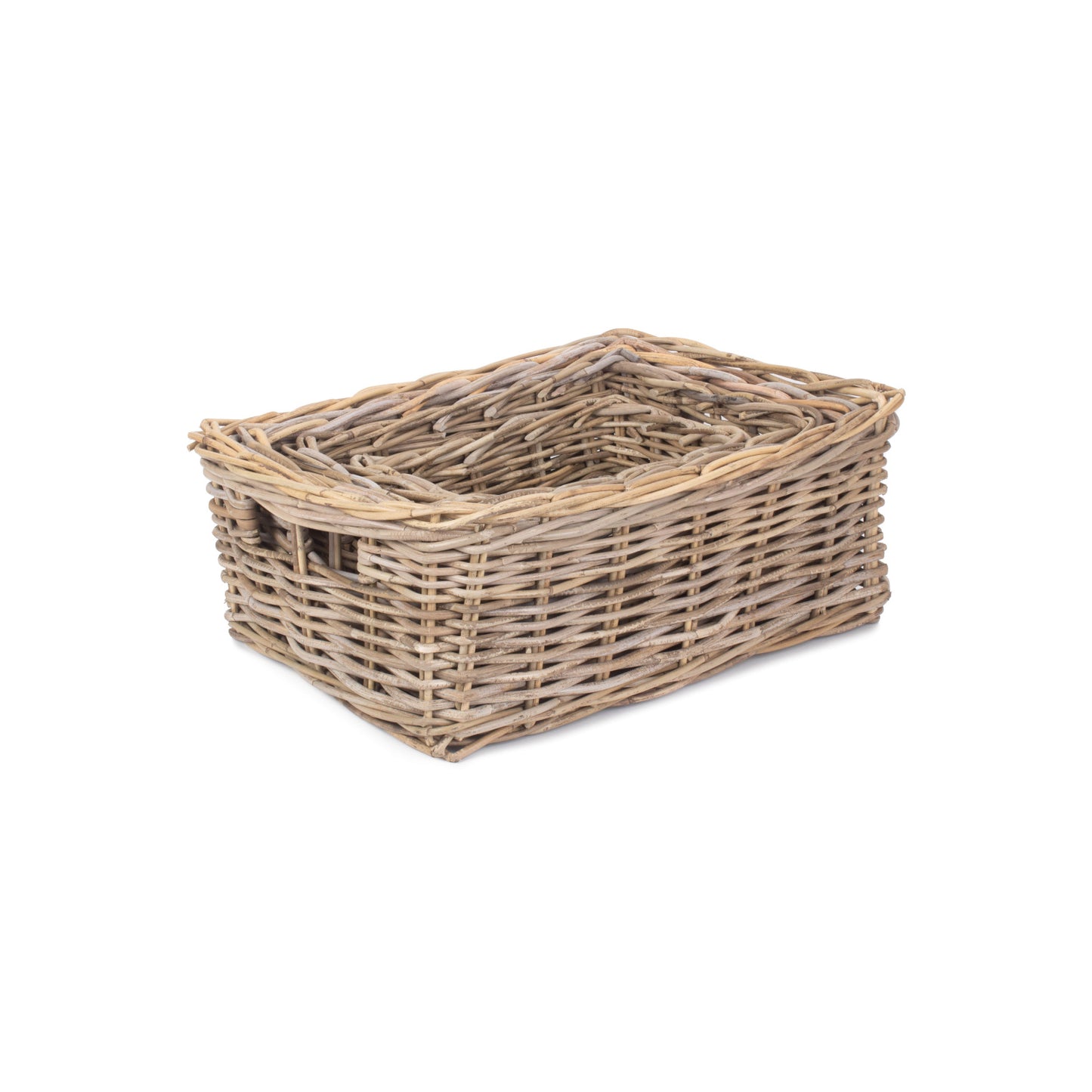 Shallow Rattan Rectangular Basket Set 4