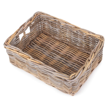Large Shallow Rattan Rectangular Basket