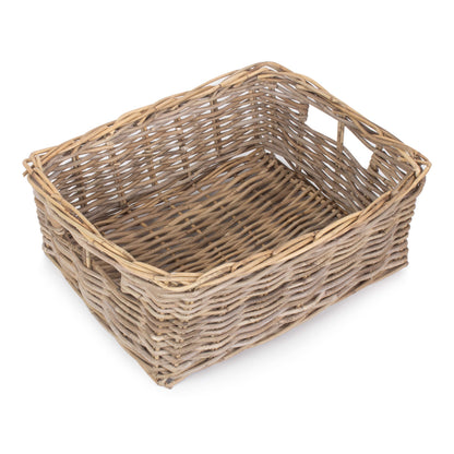 Extra Large Shallow Rattan Rectangular Basket