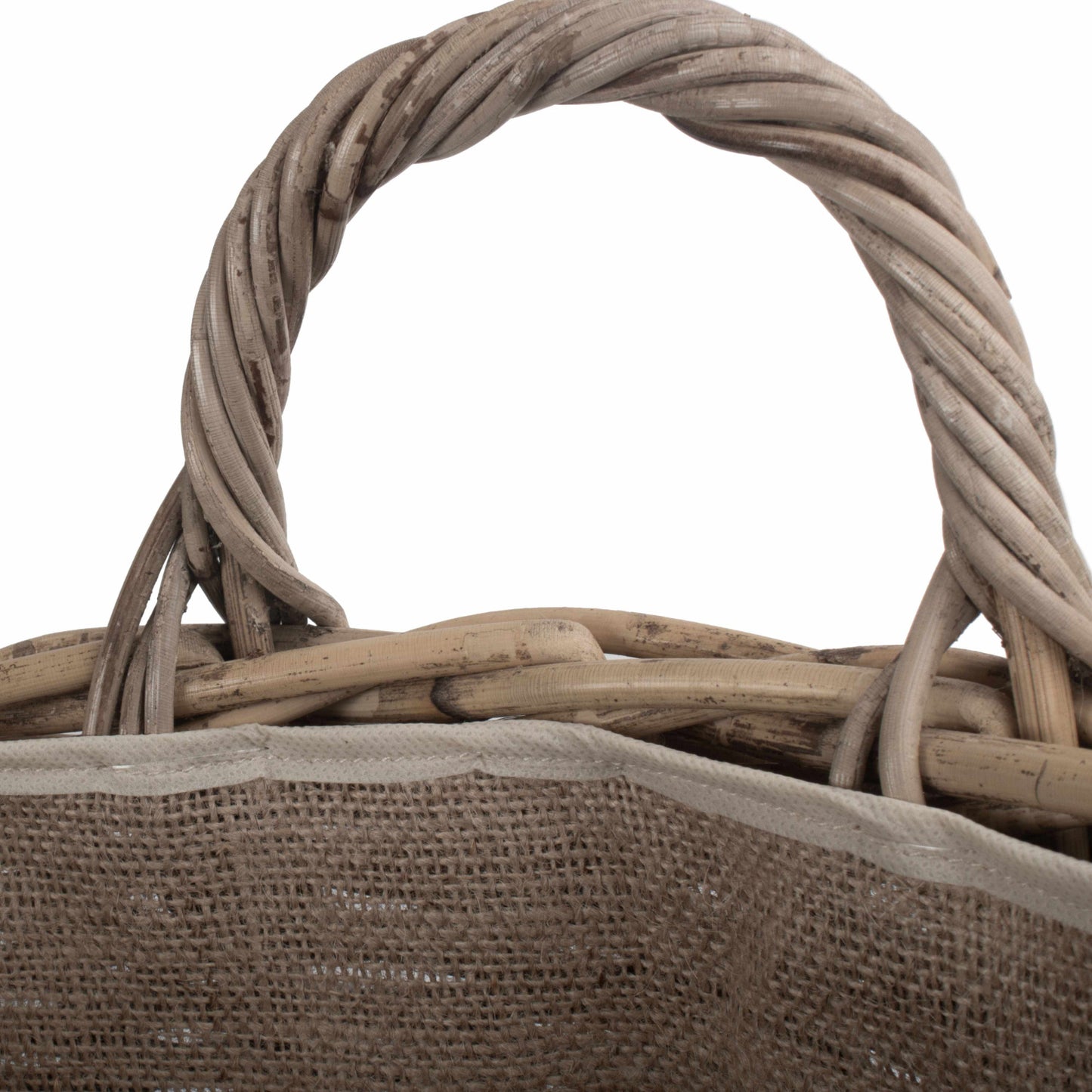 Pot-bellied Cordura Lined Rattan Log Basket