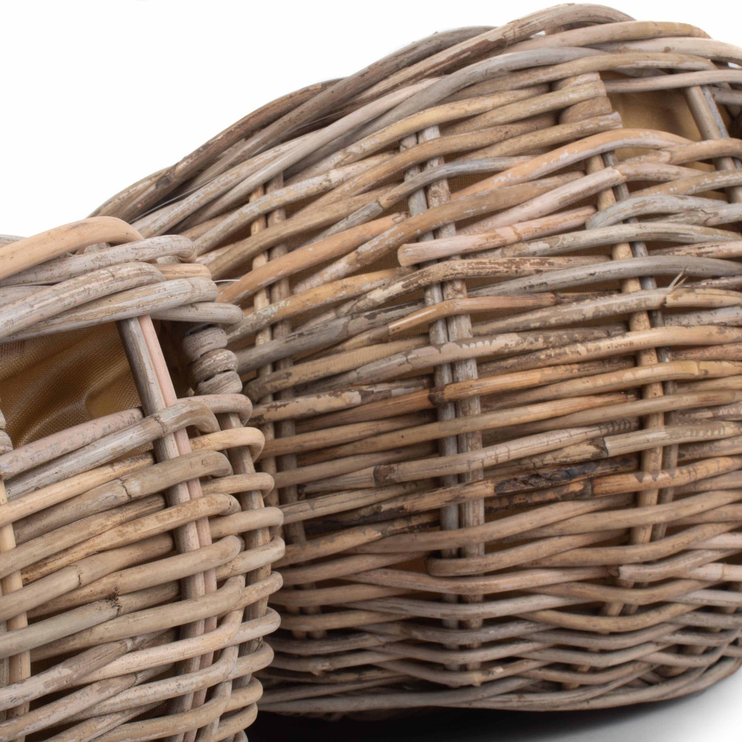 Boat Shaped Rattan Log Basket With Cordura Lining Set 2