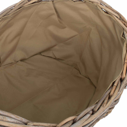 Boat Shaped Rattan Log Basket With Cordura Lining Set 2