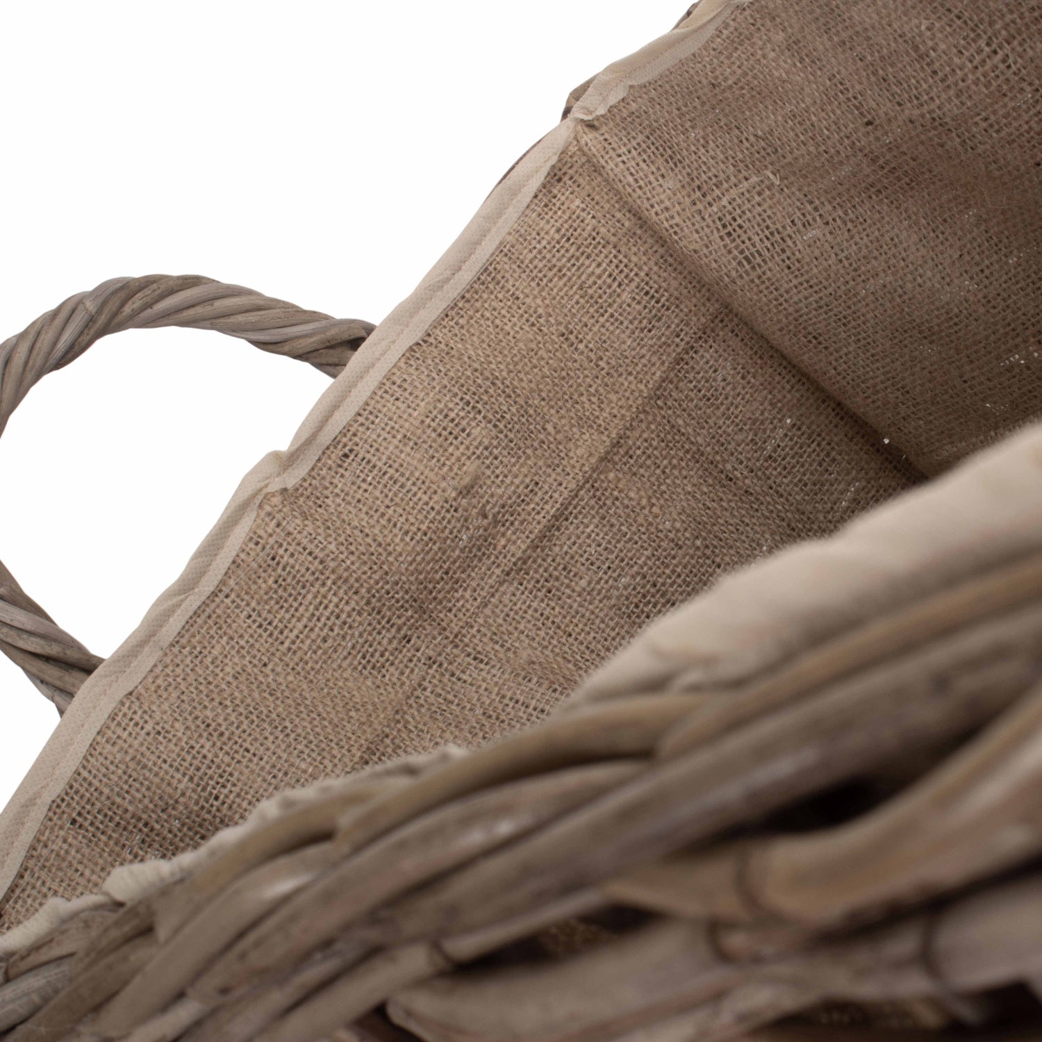 Small Wheeled Rattan Cordura Lined Log Basket