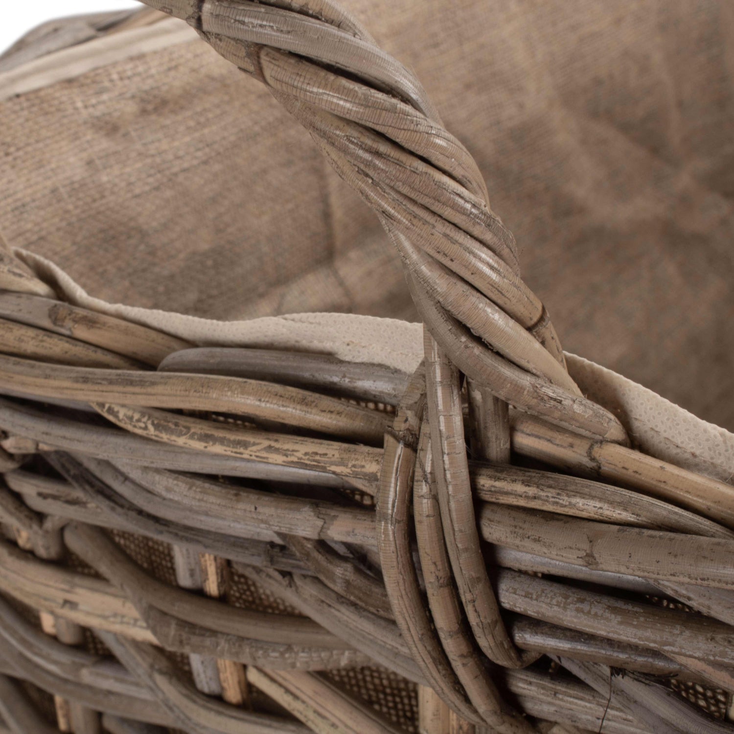 Large Wheeled Rattan Cordura Lined Log Basket