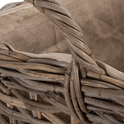 Large Wheeled Rattan Cordura Lined Log Basket