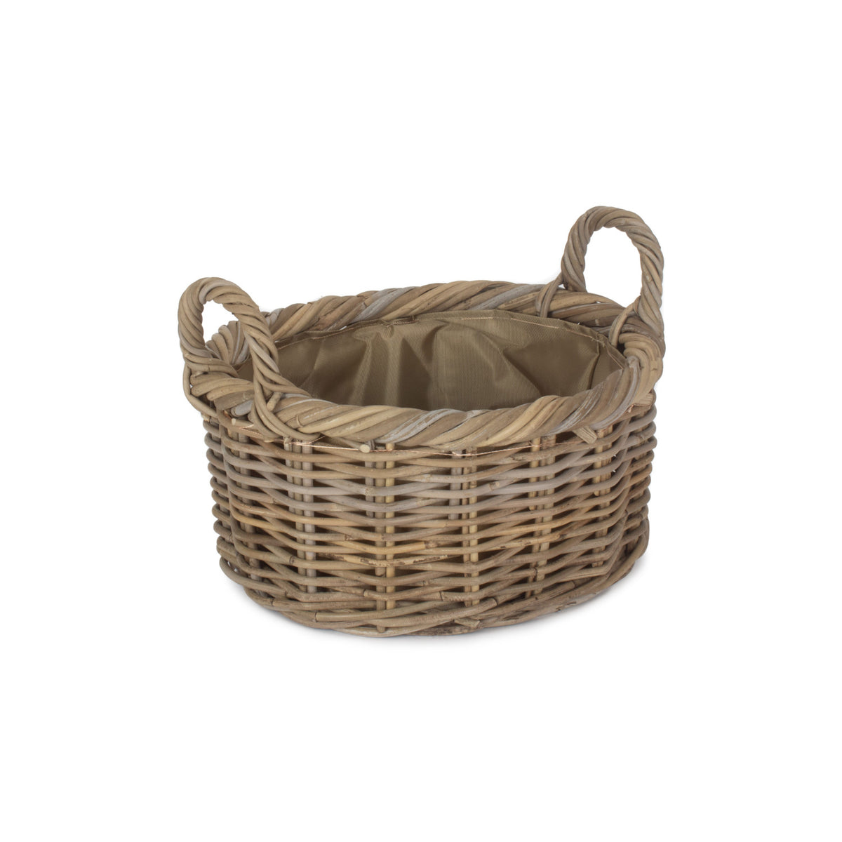 Size 1 Oval Rattan Storage Basket With Cordura Lining