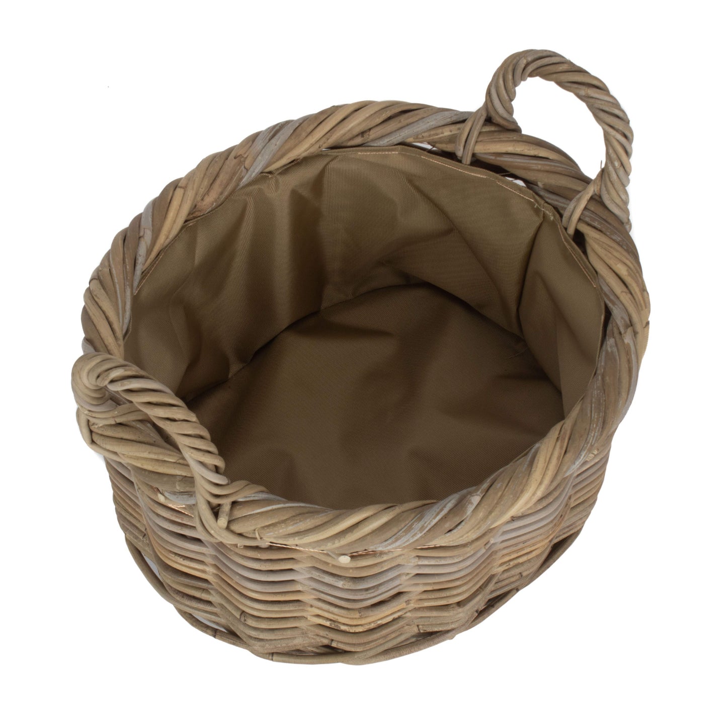 Size 1 Oval Rattan Storage Basket With Cordura Lining