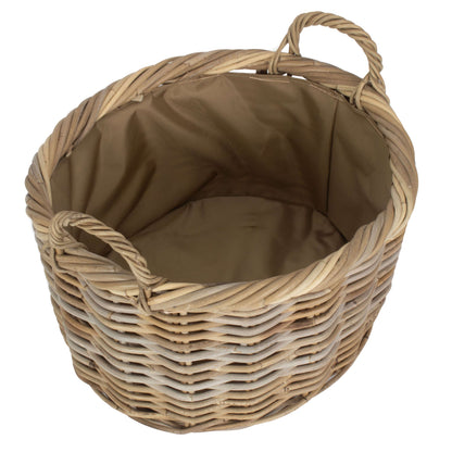 Size 2 Oval Rattan Storage Basket With Cordura Lining