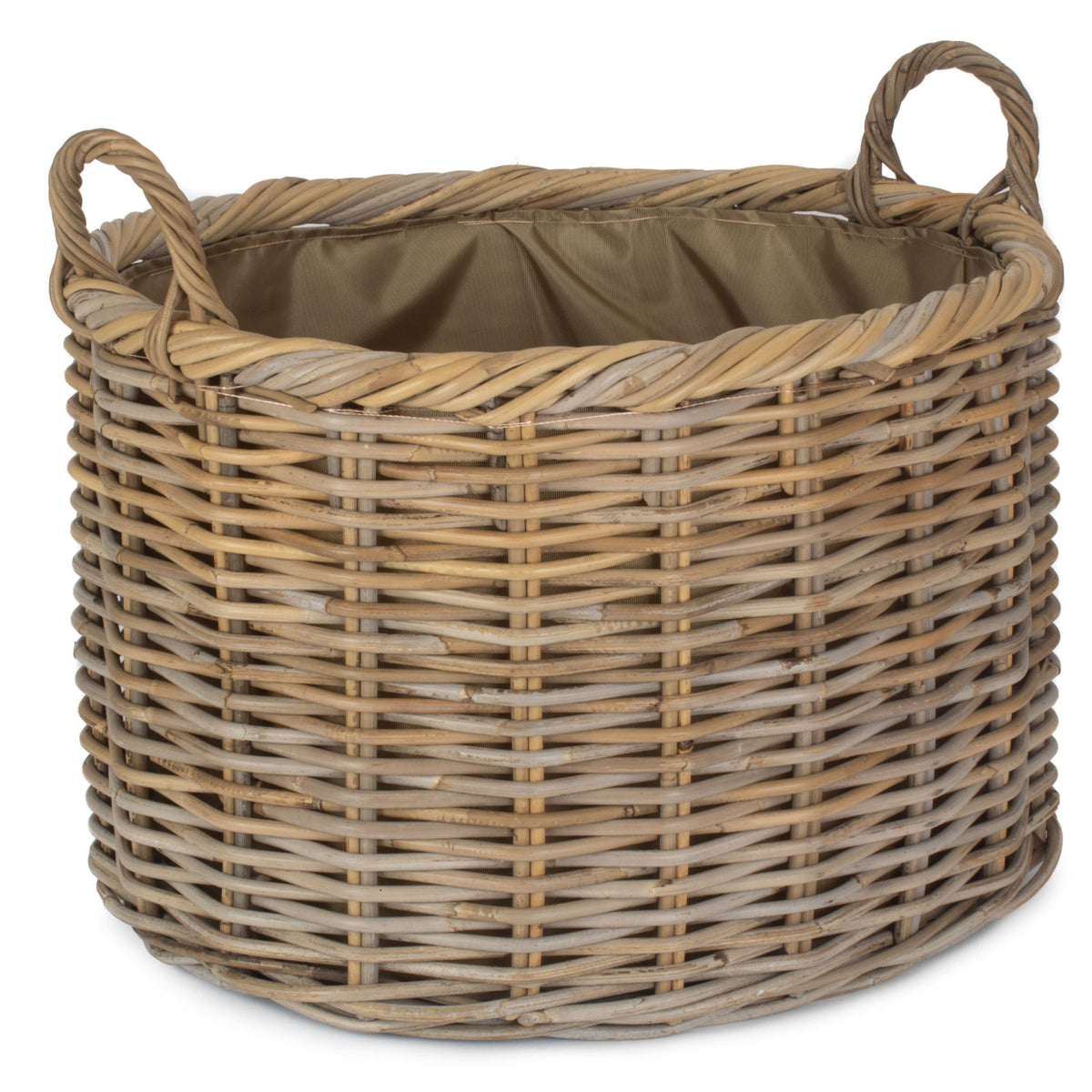 Oval Rattan Storage log Basket Cordura Lining