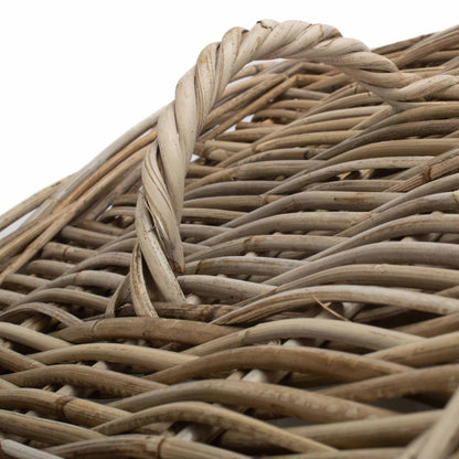 Square Rattan Laundry Hamper Basket Set 2