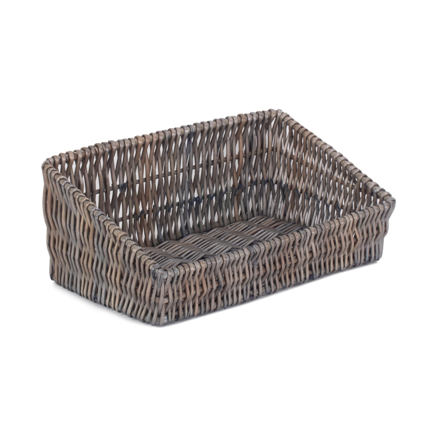 Antique Wash Vertical Weave Display Basket