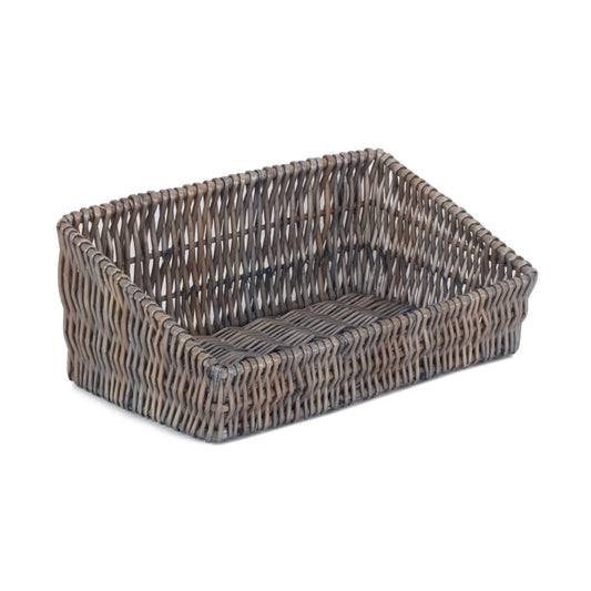 Antique Wash Vertical Weave Display Basket
