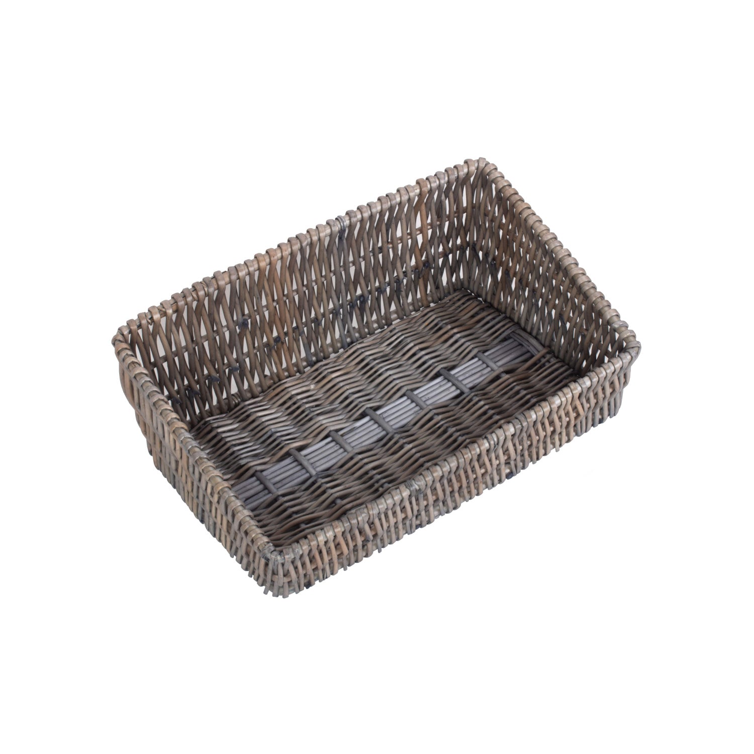 Antique Wash Vertical Weave Display Basket