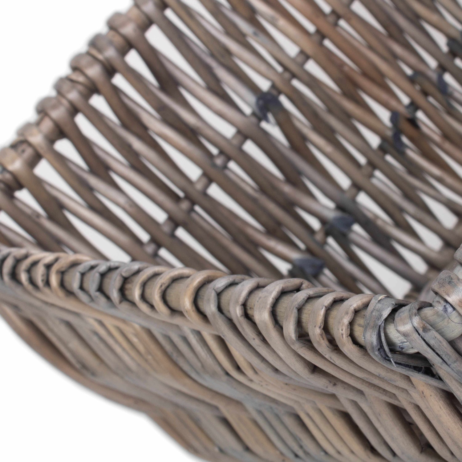 Antique Wash Vertical Weave Display Basket