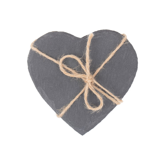 Heart-Shaped Slate Coaster Set 4