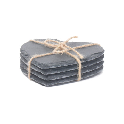 Heart-Shaped Slate Coaster Set 4