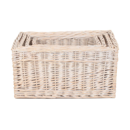 White Wash Willow Storage Basket Set 4