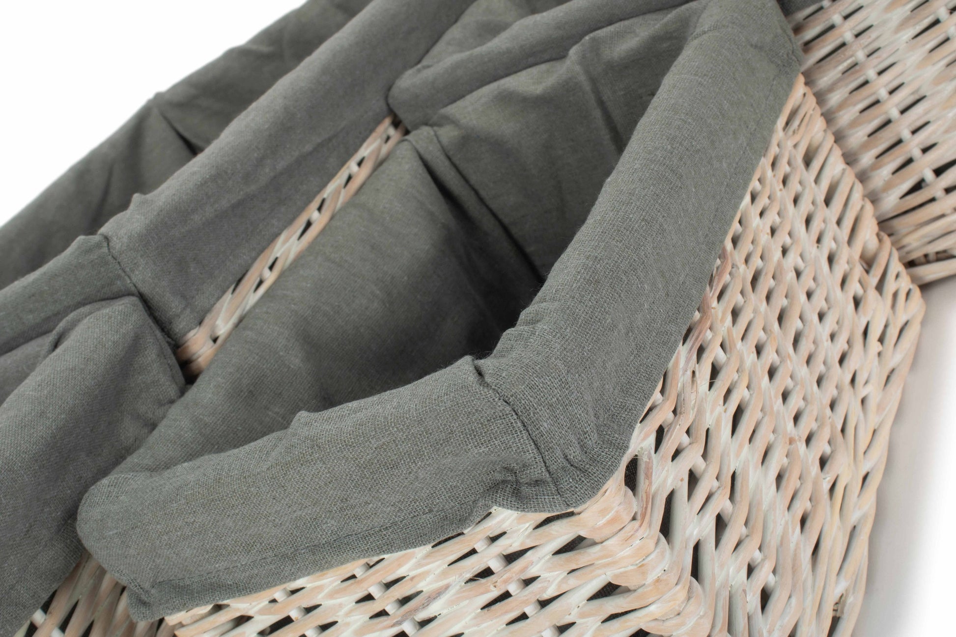 White Wash Willow Storage Basket with Grey Sage Lining Set 4
