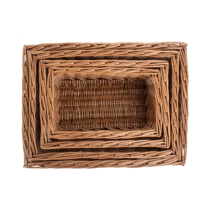 Double Steamed Willow Storage Baskets Set 4