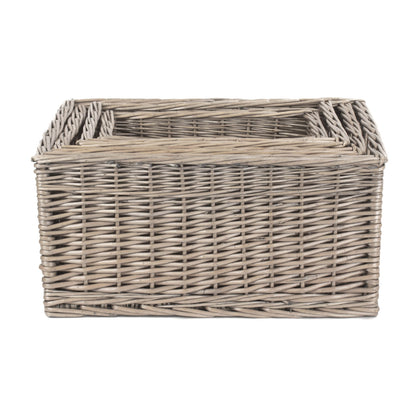 Antique Wash Willow Storage Basket Set 4