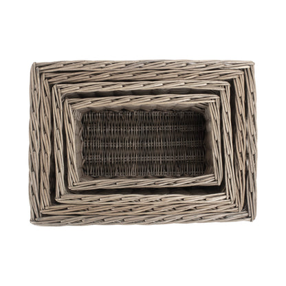 Antique Wash Willow Storage Basket Set 4