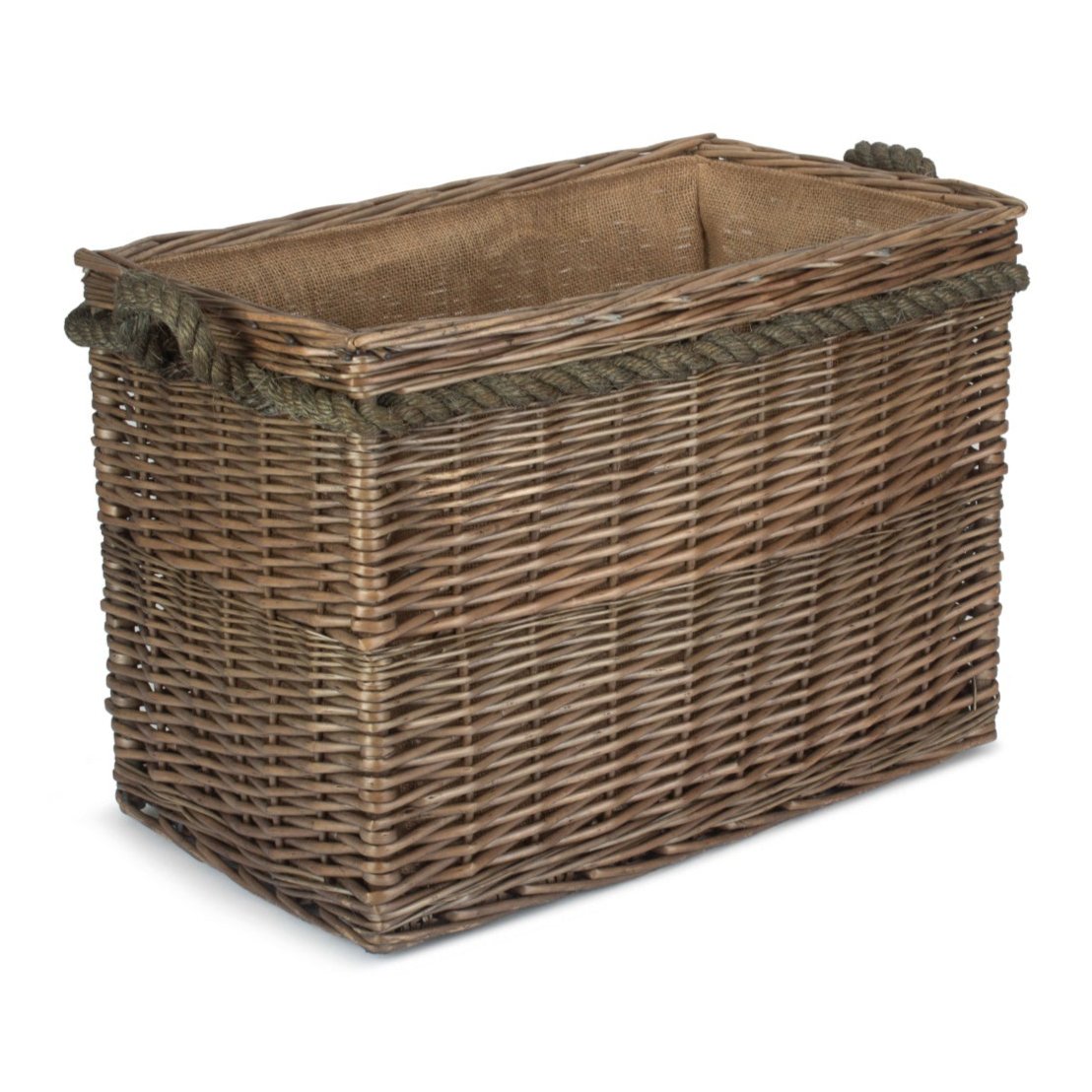 Medium Rectangular Rope Handled Log Basket