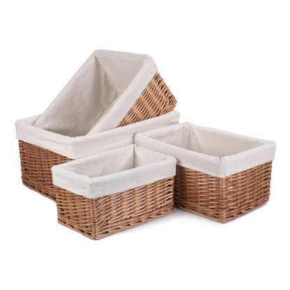 Double Steamed Storage Basket with White Lining Set of 4