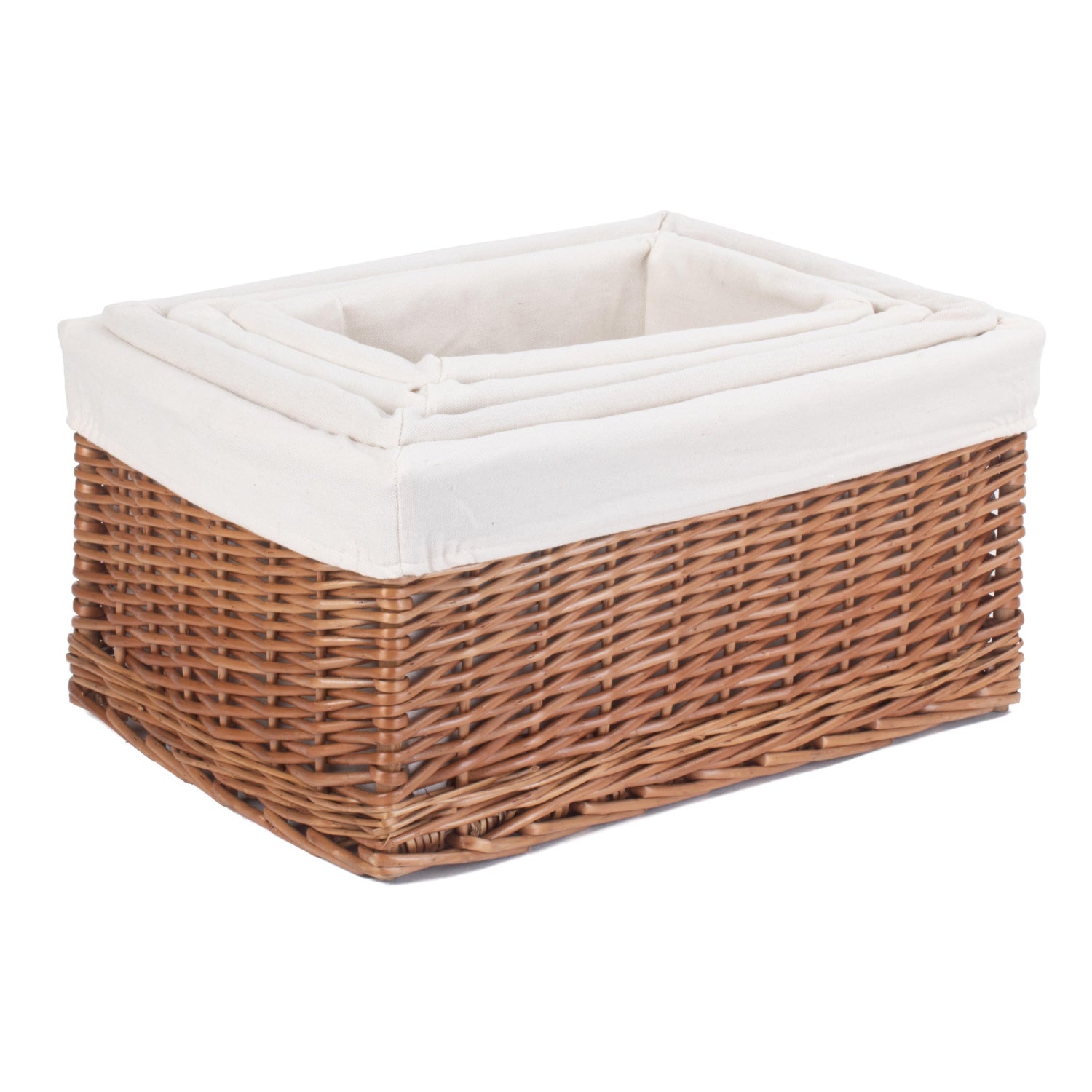 Double Steamed Storage Basket with White Lining Set of 4