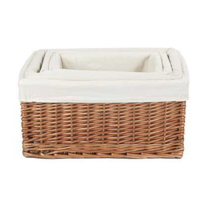 Double Steamed Storage Basket with White Lining Set of 4