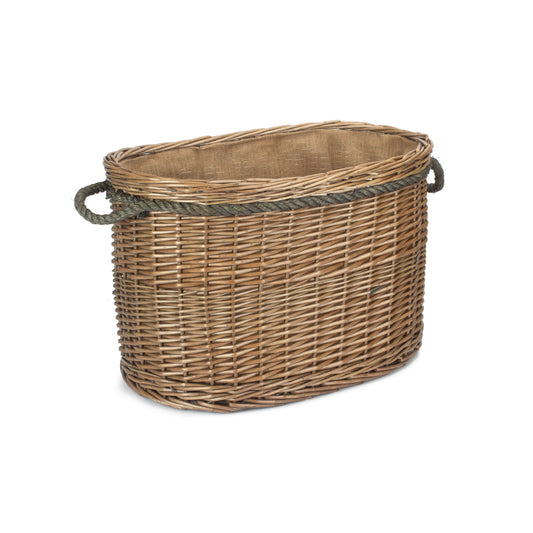 Large Oval Rope Handled Log Basket