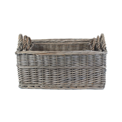 Shallow Antique Wash Storage Basket Set 3