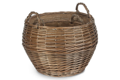 Antique Wash Willow Stumpy Basket Set 2