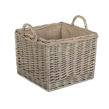 Medium Square Lined Wicker Log Storage Basket