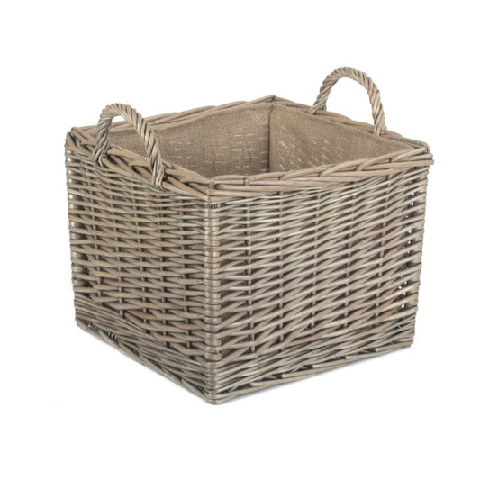 Medium Square Lined Wicker Log Storage Basket