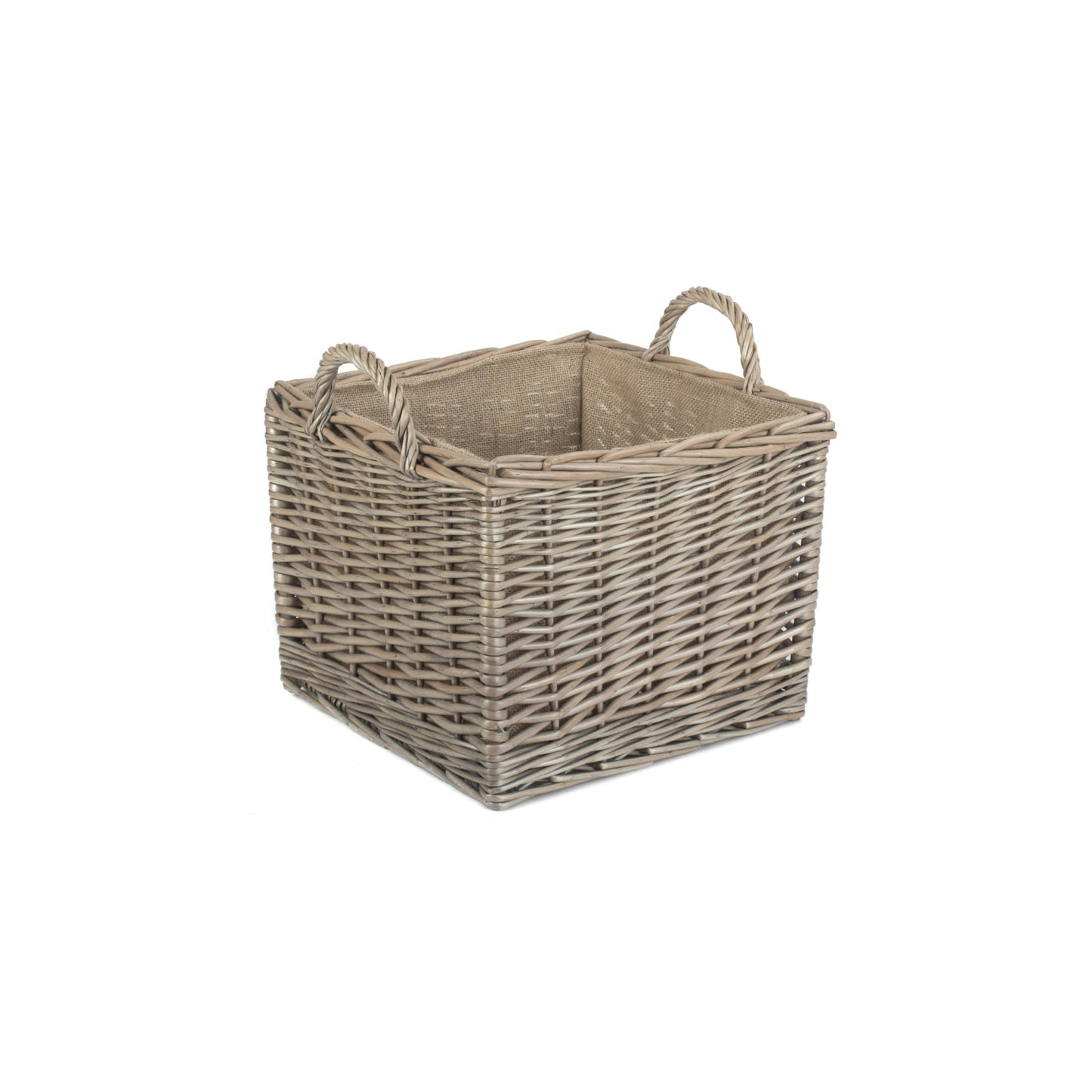 Medium Square Lined Wicker Log / Storage Basket