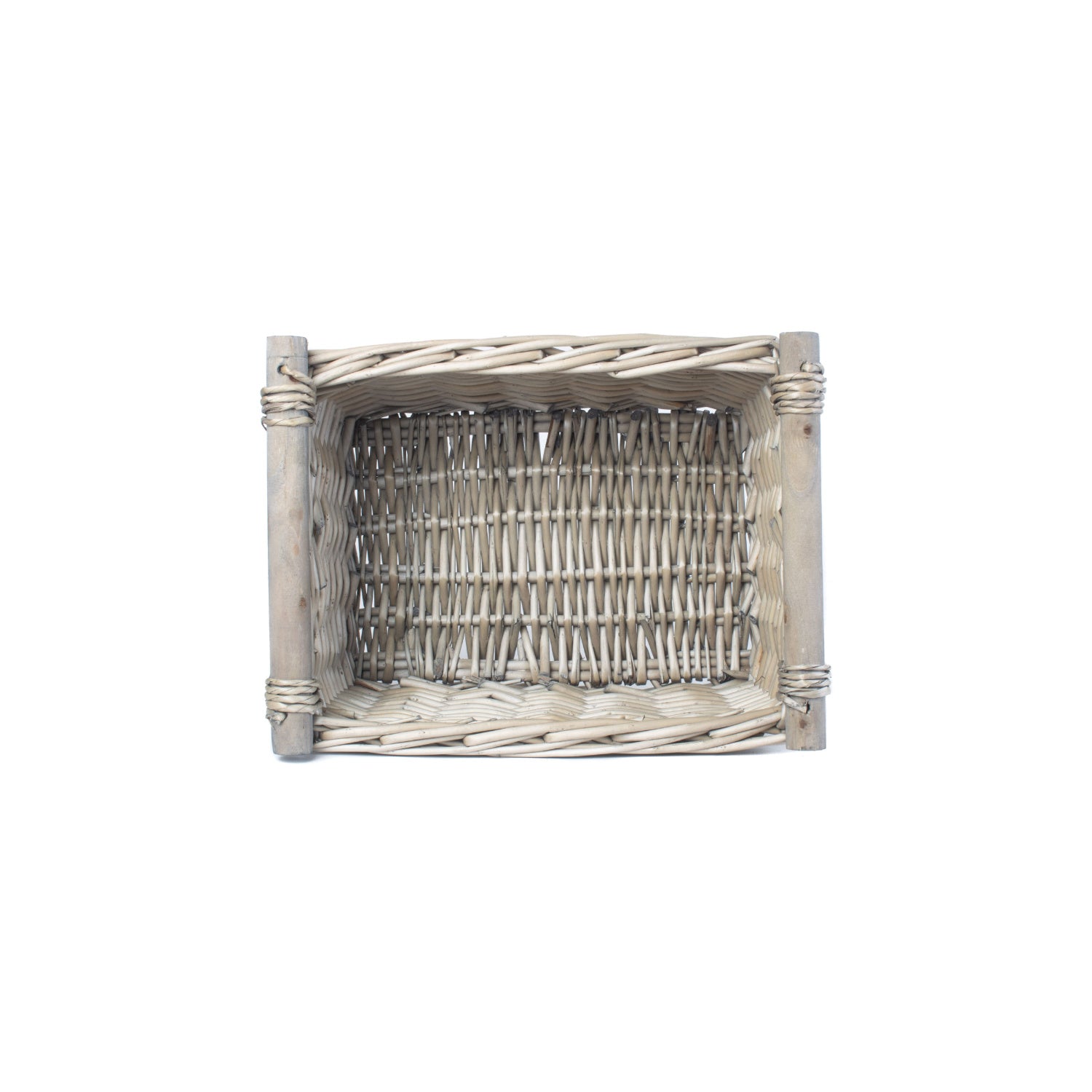 Small Antique Wash Wooden Handled Storage Basket